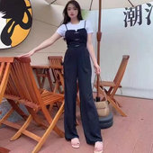 百搭休闲套装 韩版 两件套时尚 显瘦气质上衣减龄宽松连体长裤 新中式