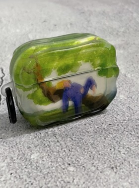 ins风树上乘凉油画Airpods4保护套airpod3适用苹果pro3耳机壳二代无线蓝牙第三代aipods2代airpod硅胶小众4代
