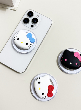 卡通kt猫磁吸气囊支架Magsafe啪嗒伸缩通用苹果华为ins可折叠情侣