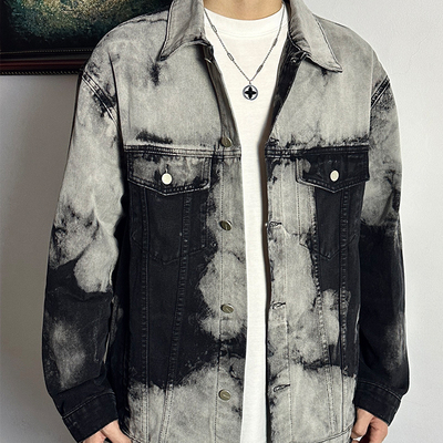 HELIPORT停机坪 重度水洗渐变刷漆染色牛仔外套潮牌宽松休闲高街