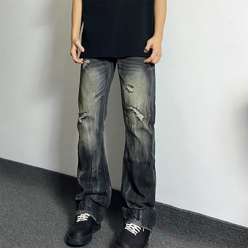 HELIPORT闪电风暴破洞牛仔裤