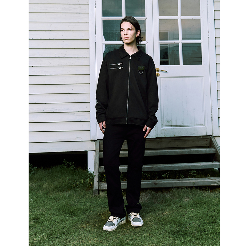 HELIPORT停机坪麂皮拉链外套