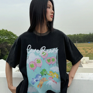 HELIPORT停机坪 x Care Bears联名云朵气球短袖印花男女宽松T恤