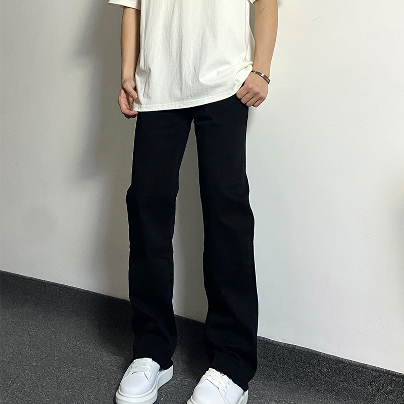 HELIPORT停机坪 裤脚毛边破坏牛仔裤潮牌男女高街微喇叭直筒裤