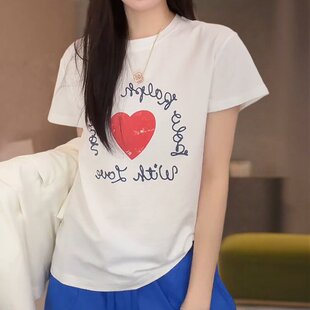 夏季字母印花圆领T恤女款大码胖MM韩版风宽松显瘦气质别致上衣潮