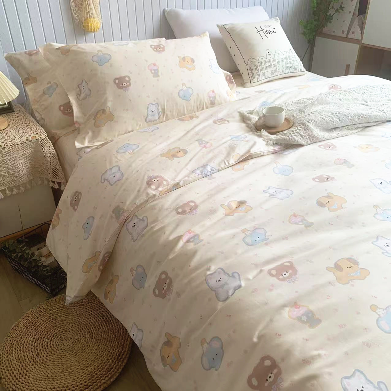 纯棉斜纹床单儿童卡通100全棉被套150x200x230单件床笠四件套定做