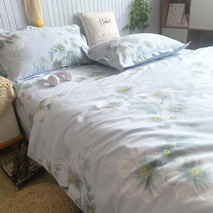 纯棉加厚被套150x200x230全棉田园花卉2025新款 床单被罩三四件套