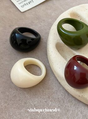 欧美跨境树脂几何圆形戒指时尚