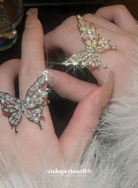 珍珠锆石指环百搭开口真金配饰