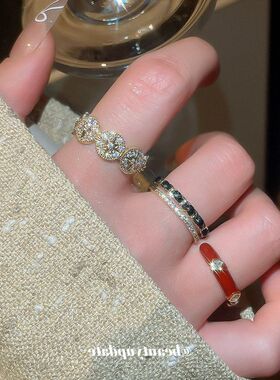 电镀小众食指开口滴油复古锆石