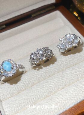 女开口气质食指椭圆戒指风花朵