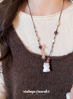 吊坠秋冬毛衣链项饰美拉德星星设计感时尚小猫复古亚克力小众项链