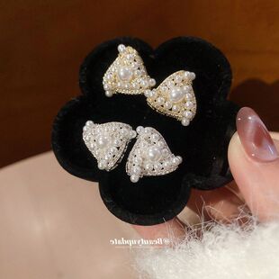 银针锆石三角形珍珠耳钉个性时尚优雅气质百搭耳环轻奢高级感耳饰