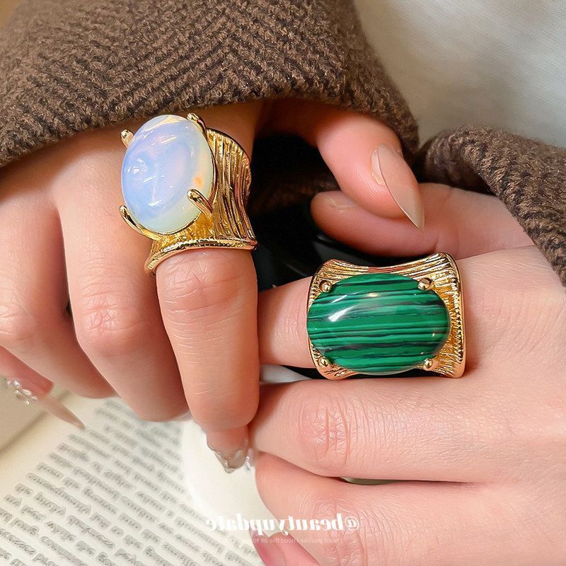 中古vintage椭圆形开口戒指轻奢