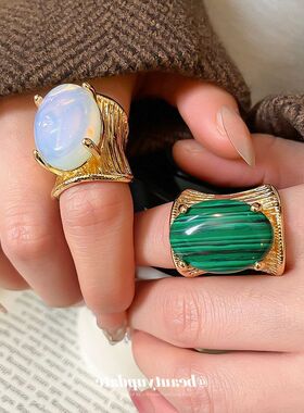 中古vintage椭圆形开口戒指轻奢