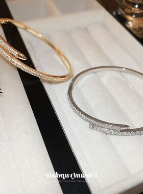 真金电镀锆石几何手镯轻奢小众