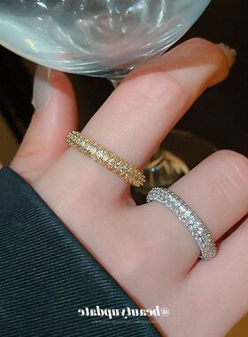 锆石电镀麻花戒指轻奢批发时尚指环真金高级感百搭女小众开口手饰