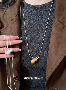 新中式拉丝葫芦吊坠项链休闲简约