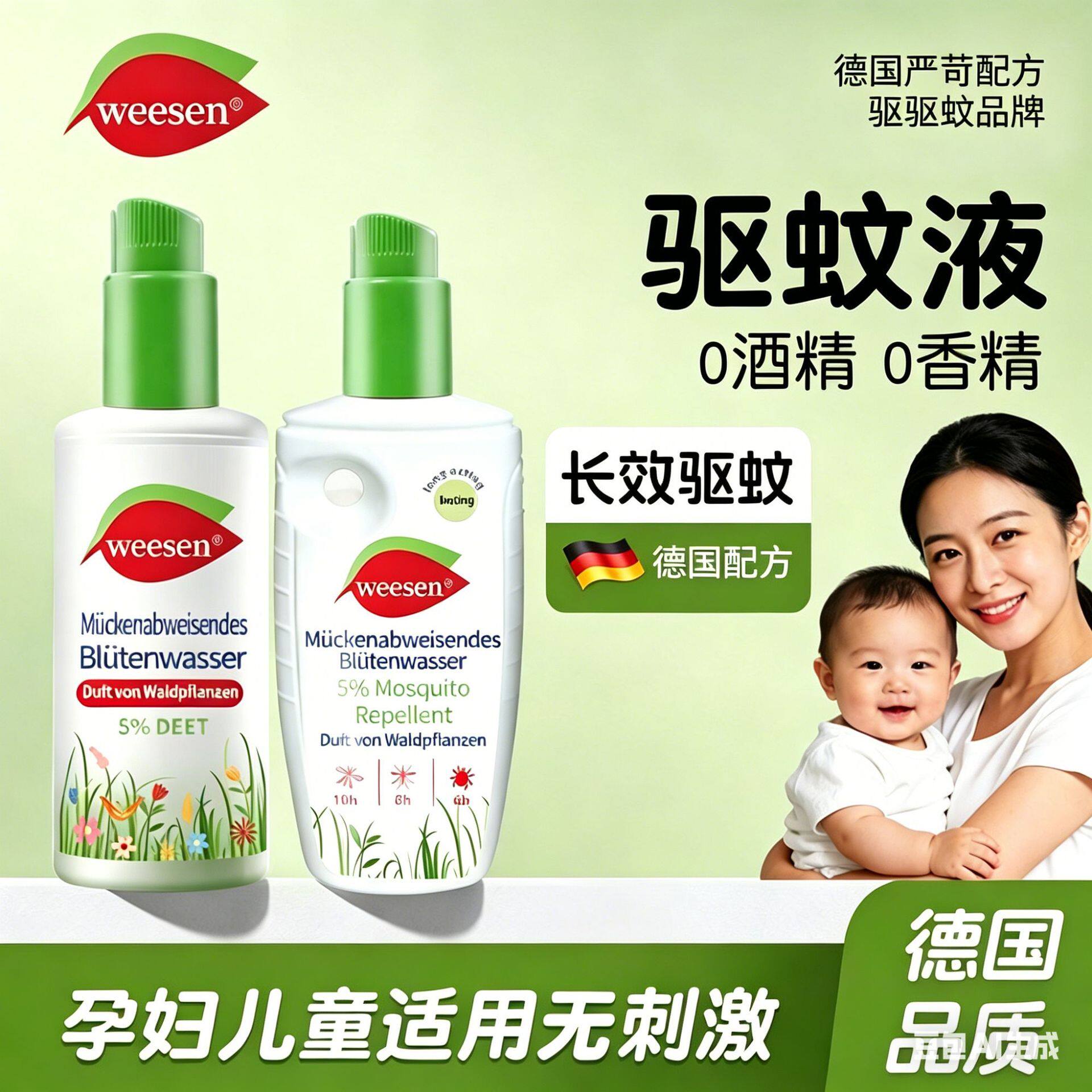 德国Sqe驱蚊喷雾防蚊水dm儿童避蚊虫叮咬止痒三亚户外热带官方正