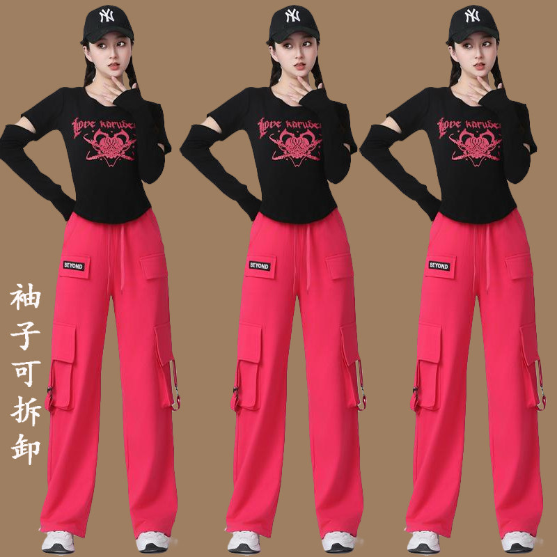 广场舞服装套装春秋新款洋气运动长袖上衣曳鬼步舞跳工装裤两件套
