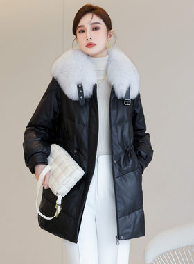 今年流行海宁冬装真皮羽绒服女中长款2026新款皮草外套头层