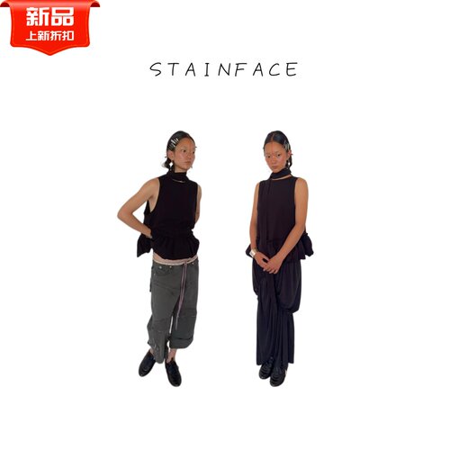 STAINFACE雀斑脸无袖高腰荷叶边甜酷娃娃衫背心