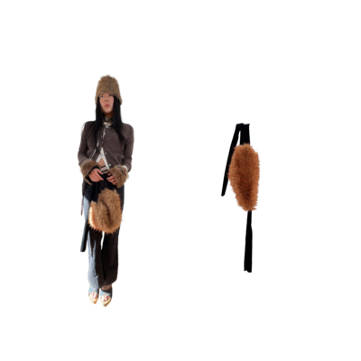 STAINFACE雀斑脸秋冬新款多功能环保皮草毛绒绒腰包围脖腰带