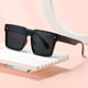 网红潮款 连体大框显瘦黑色偏光墨镜女圆脸百搭街拍太阳镜方框眼镜