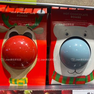 英国MS玛莎圣诞hot chocolate bonnet麋鹿雪人造型巧克力热饮冲剂