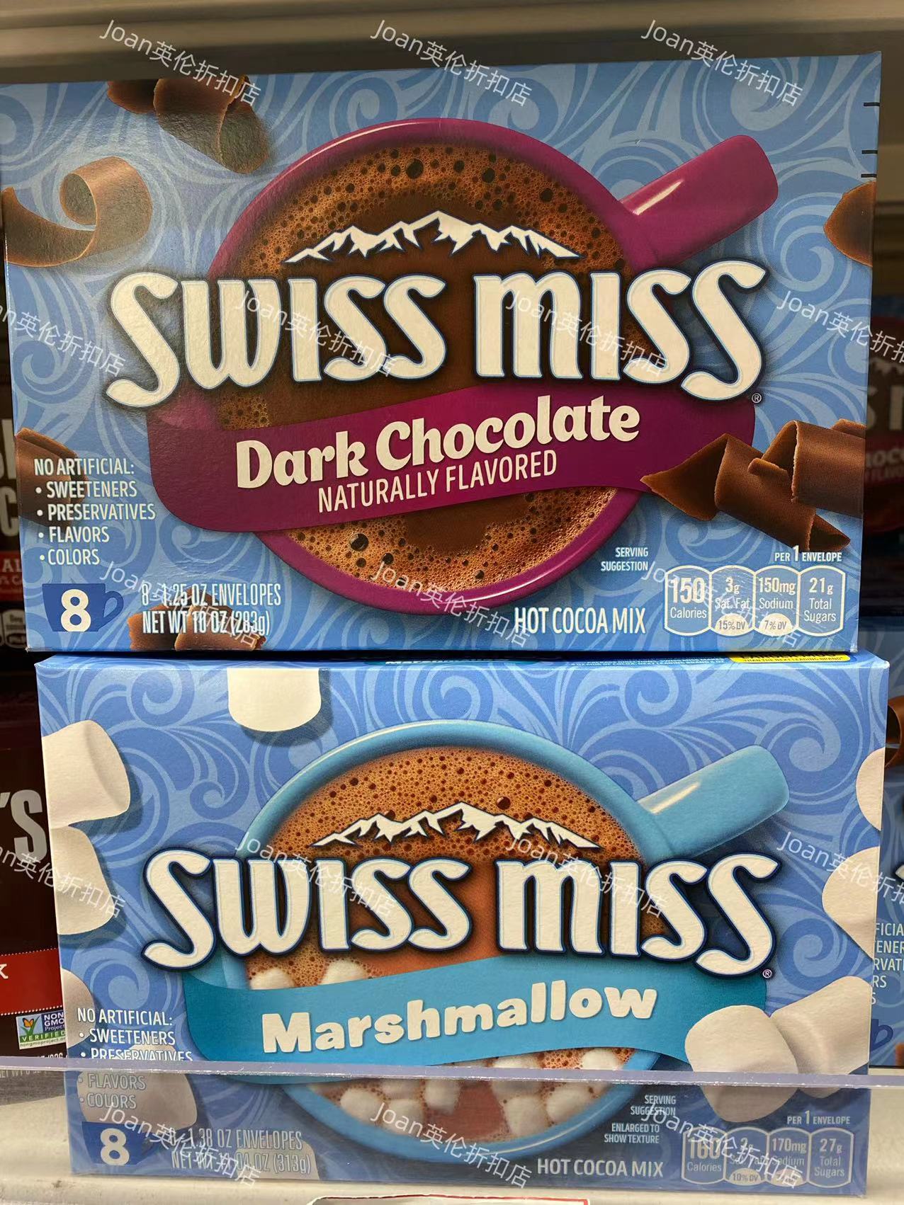 现货美国瑞士小姐swiss miss可可黑/棉花糖热巧克力粉冲饮独立包