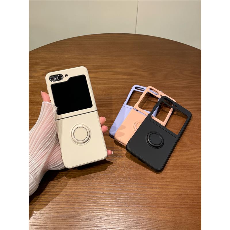 简约纯色指环支架适用三星zflip6折叠手机壳新款磨砂肤感zflip5超薄三星w24flip心系天下全包防摔保护套女陈