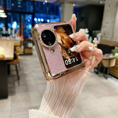 适用oppofindn3flip折叠屏手机壳女新款红色OPPOFindN2Flip电镀闪粉铰链全包防摔硬外壳时尚简约奢华保护套
