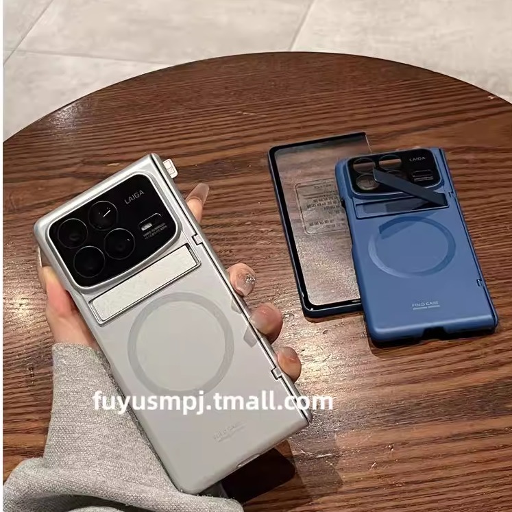 适用于小米折叠屏mixfold4手机壳超薄MIX Fold4全包新款烤漆磨砂磁吸支架中轴铰链壳膜防摔折叠保护套男