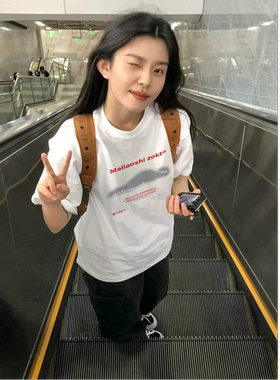 纯棉短袖T恤男女夏印花白色上衣