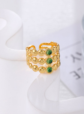 XKDDCT中古风多层玛瑙开口复古戒