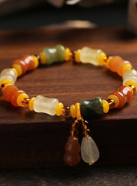 XKDDCT天然新疆金丝玉小骨头珠手