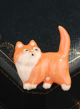 XKDDCT个性可爱珐琅小猫动物卡通装饰别针防走光胸针女西装配饰j