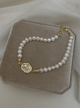 XKDDCT天然珍珠郁金香花朵项链女