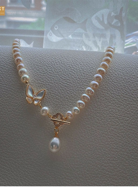 XKDDCT淡水珍珠贝母蝴蝶甜美百搭