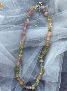 XKDDCT石彩色项链不规则吊坠饰品