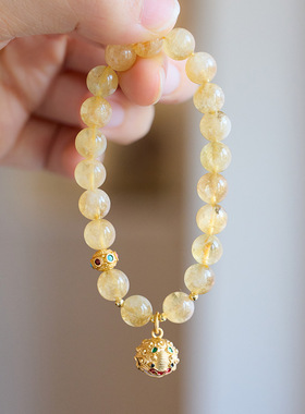 XKDDCT新款天然8MM黄水晶手链女