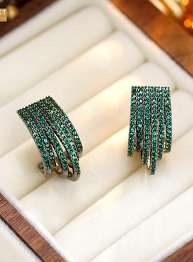 XKDDCT多层圈圈耳环S925银针超闪优雅气质显瘦圆脸网红丝带耳饰l