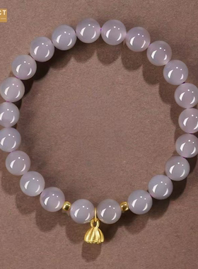 XKDDCT烟紫色莲花手链女桃花新中