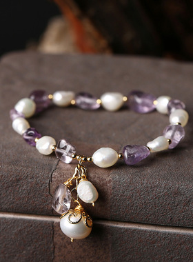 XKDDCT原创天然淡水珍珠随形紫水