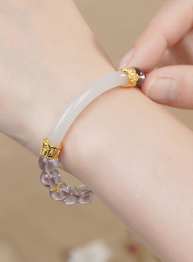 XKDDCT新款天然紫水晶净体女手镯