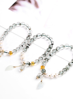 XKDDCT天然通透绿幽灵财运手链女