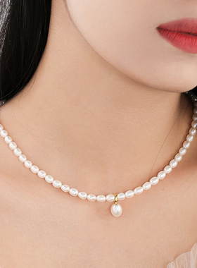 XKDDCT新款淡水项链简约水滴形珍