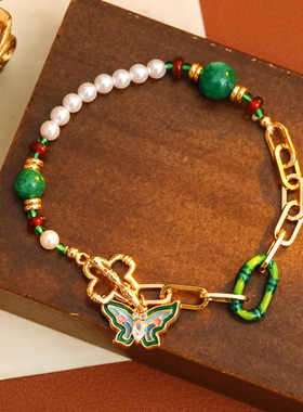 XKDDCT原创国潮新中式蝴蝶珍珠手