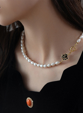 XKDDCT轻奢滴釉山茶花天然珍珠项