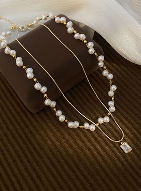 XKDDCT天然珍珠项链双层古风设计